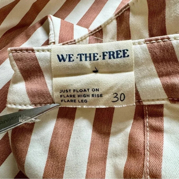 NWT Free People Just Float On Pants Jeans Flare Bell Bottoms Rust Stripe 30 - Picture 11 of 12